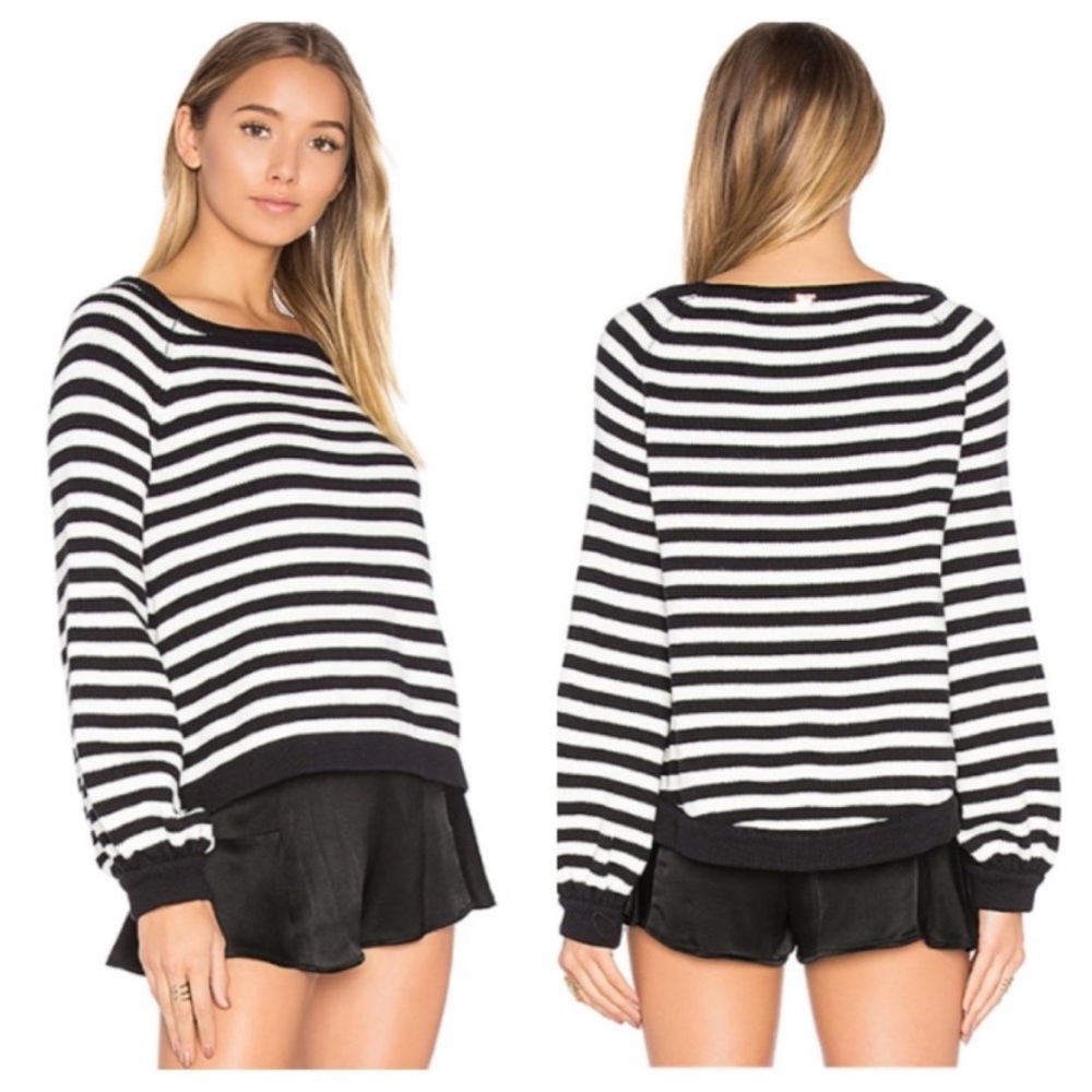 For Love & Lemons x KNITZ Clemence Bell Sweater in Black & Creme